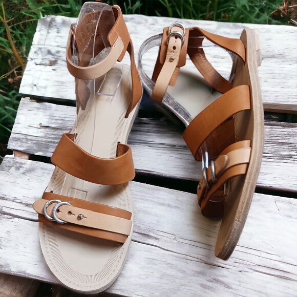 Rag & Bone Lara Ivory Tan Leather Flat Gladiator Sandals  Size 8.5 - Picture 1 of 14